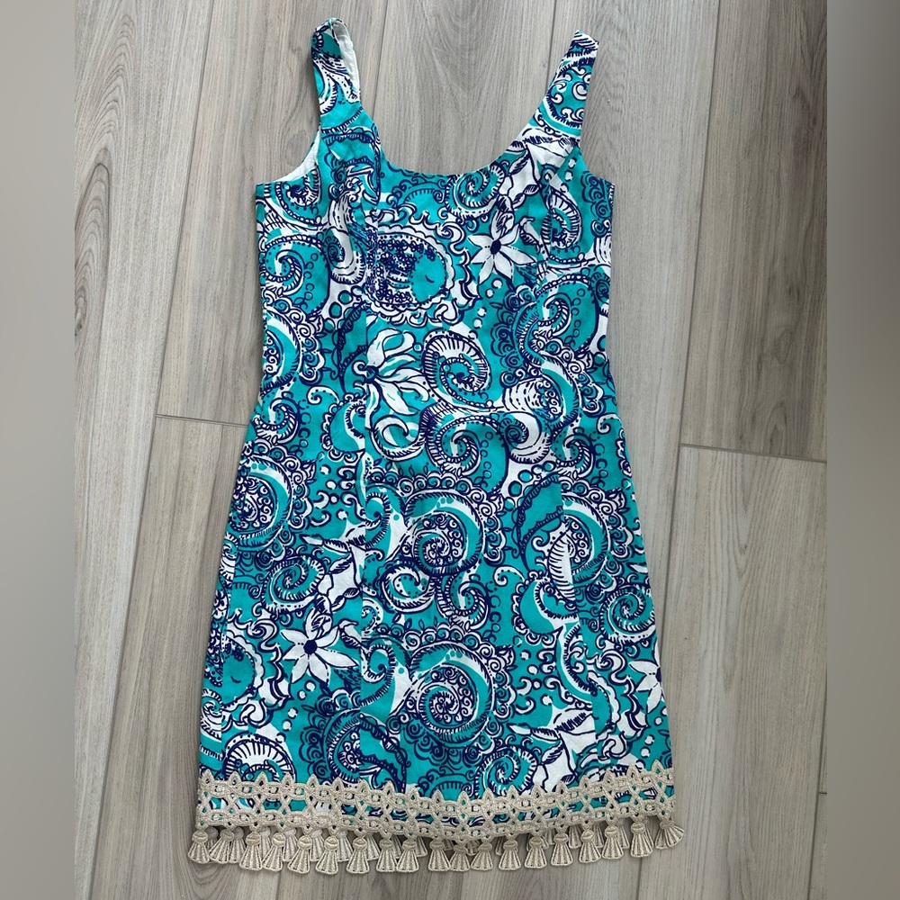 Lilly Pulitzer Eaton Montauk Seafoam Teal Green Sleeveless Shift Dress size 2 - Picture 6 of 7
